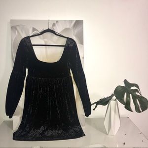 Free People Black Velvet Babydoll Dress - Size S